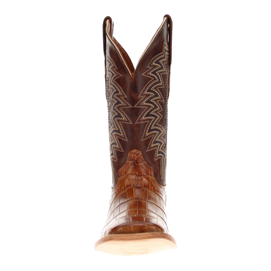 Mens Tan American Alligator Belly Tail Square Toe Cowboy Boots by Vaccari