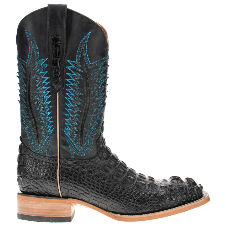 Mens Black American Alligator Headcut Square Toe Western Boots by Vaccari