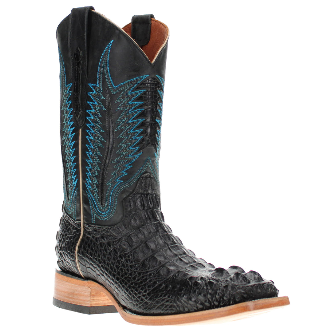 Mens Black American Alligator Headcut Square Toe Western Boots by Vaccari