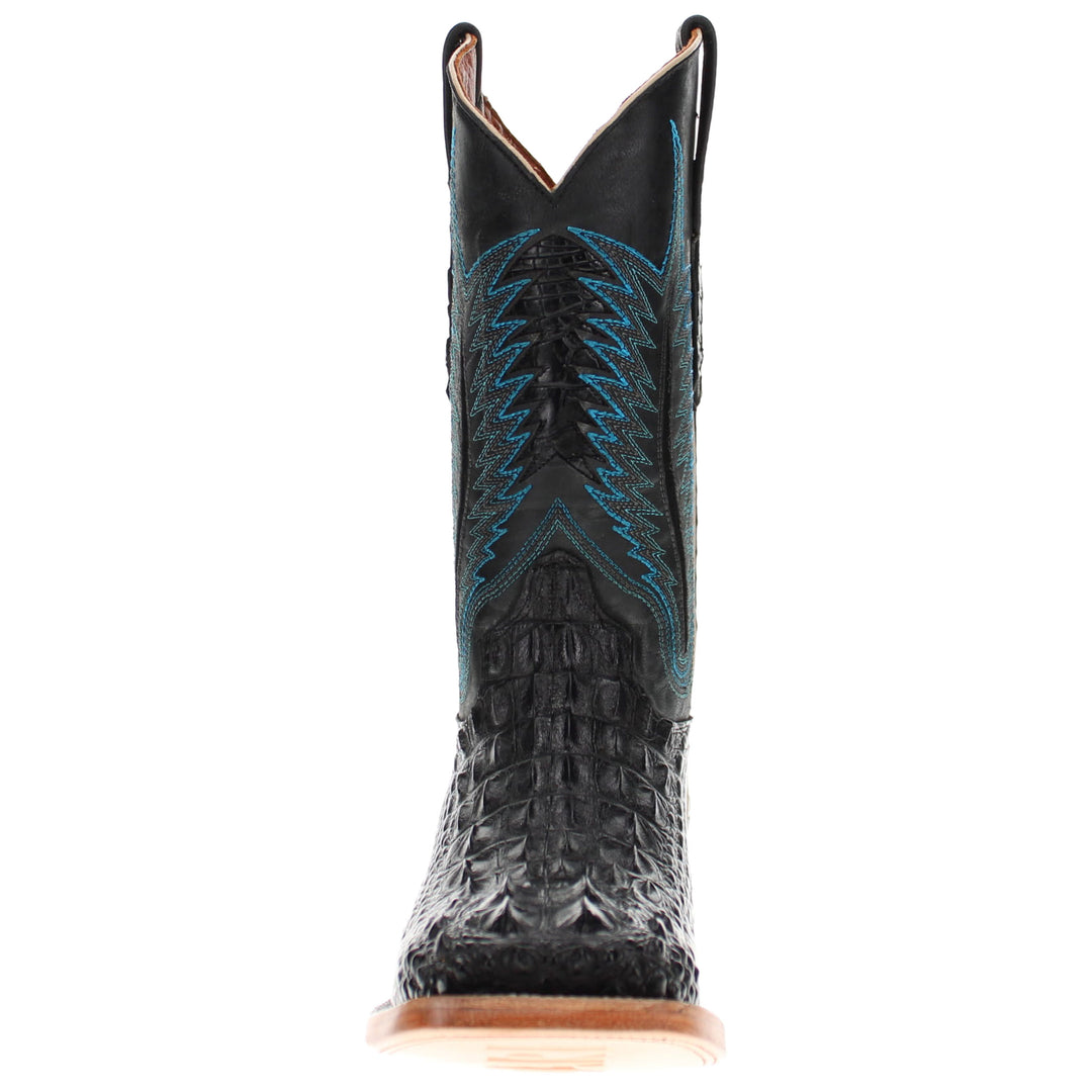 Mens Black American Alligator Headcut Square Toe Western Boots by Vaccari