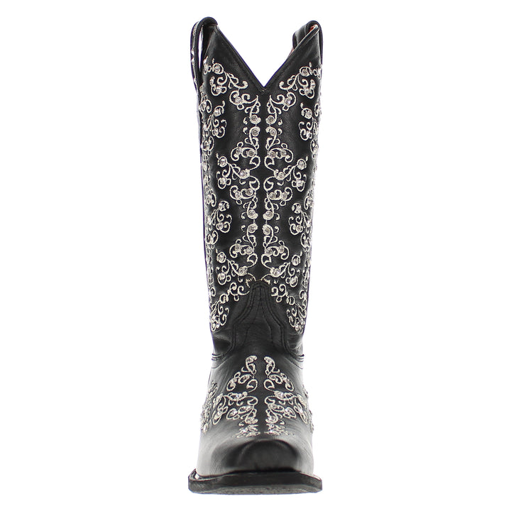 Women's Vaccari Black Snip Toe Crystal Embellished Cowgirl Boots | Brooklyn #select-a-toe_narrow-square