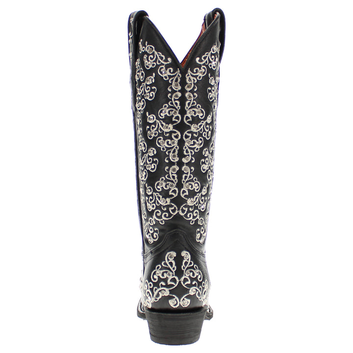 Women's Vaccari Black Snip Toe Crystal Embellished Cowgirl Boots | Brooklyn #select-a-toe_narrow-square