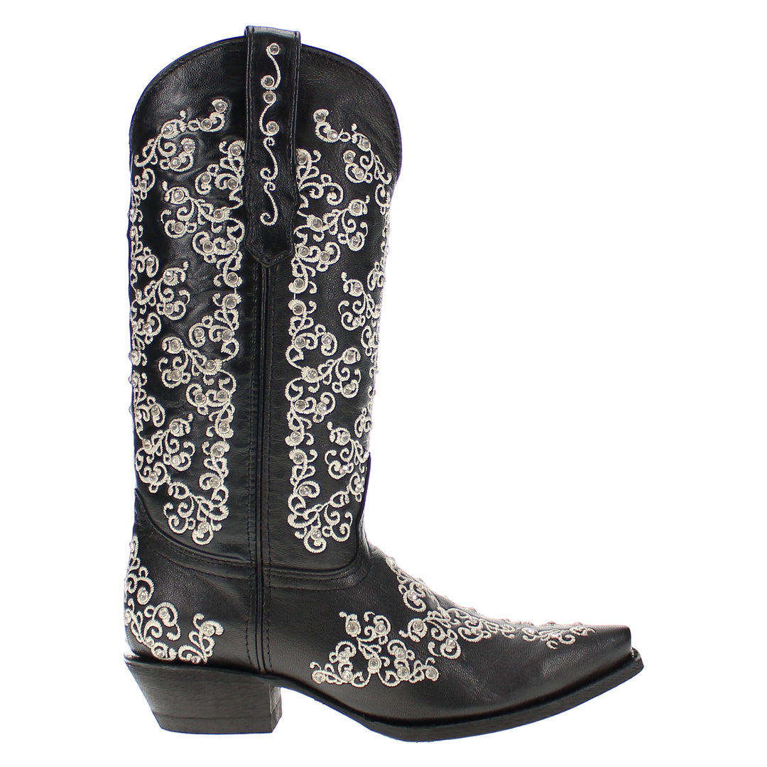 Women's Vaccari Black Snip Toe Crystal Embellished Cowgirl Boots | Brooklyn Women's Vaccari Black Snip Toe Crystal Embellished Cowgirl Boots | Brooklyn #select-a-toe_snip