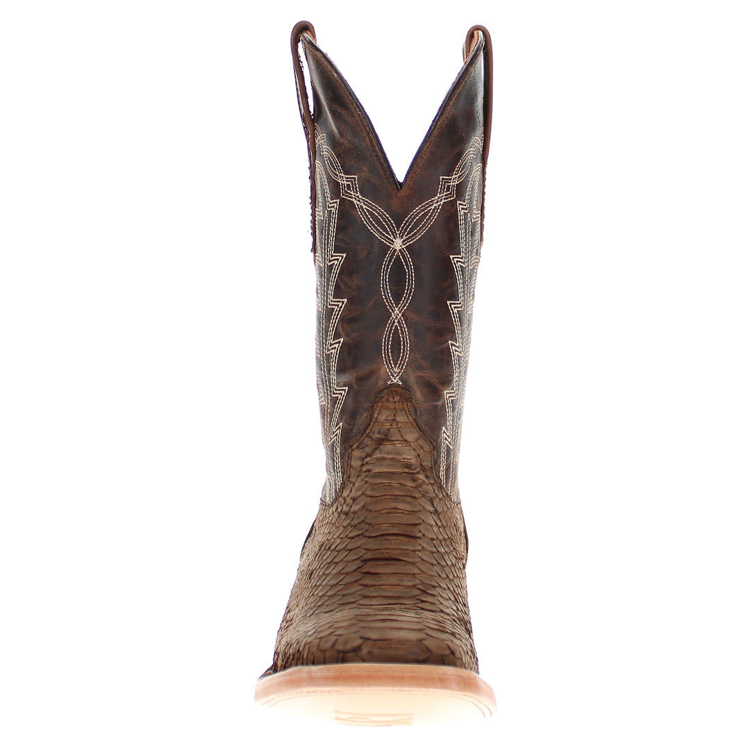 Mens brown Python Snake Leather Square Toe Cowboy Boots by Vaccari