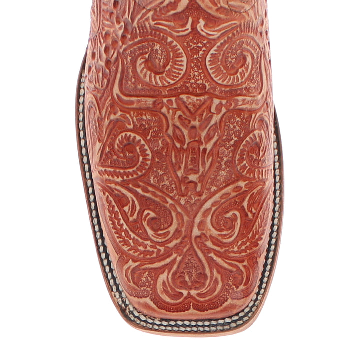 Mens Vaccari Hand-Tooled Square Toe Boots