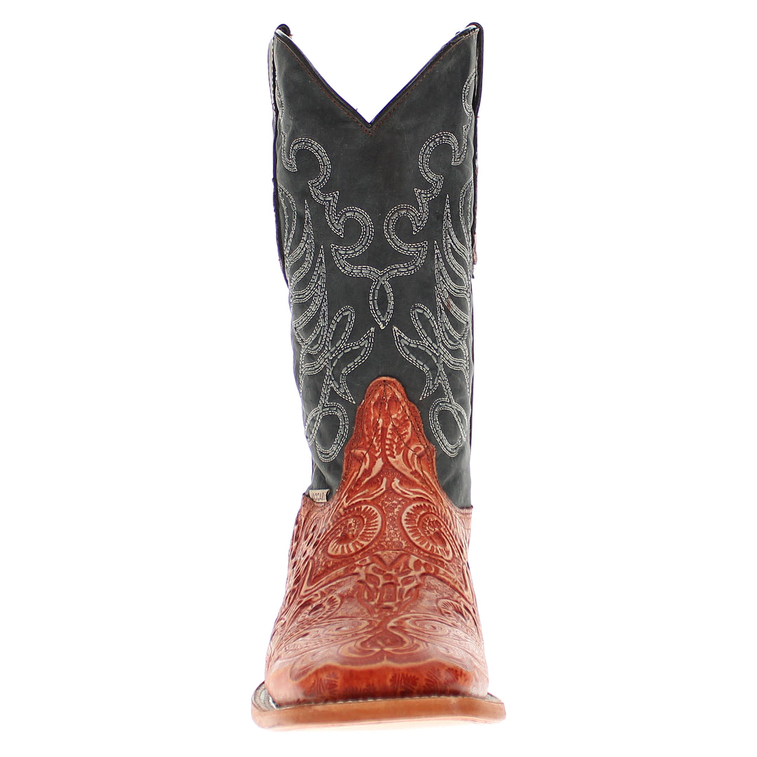 Mens Vaccari Hand-Tooled Square Toe Boots