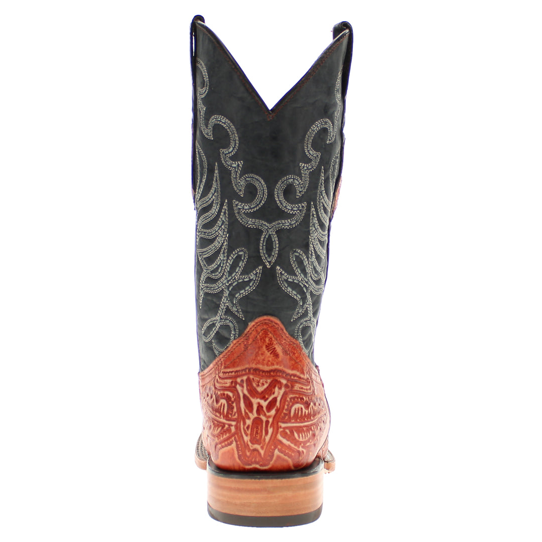 Mens Vaccari Hand-Tooled Square Toe Boots