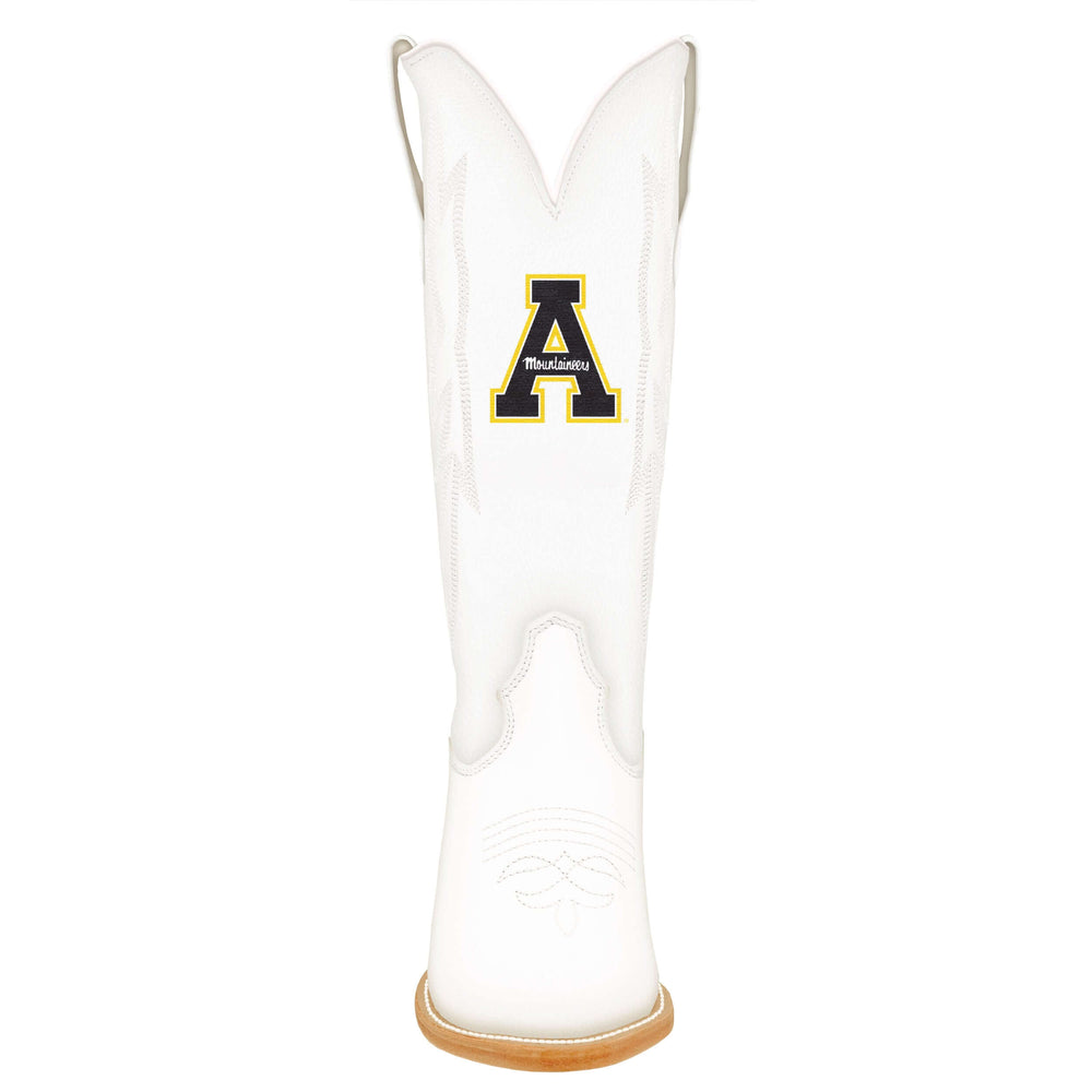 Women's App State University All White Pointed Toe Cowgirl Boots Leighton by Vaccari