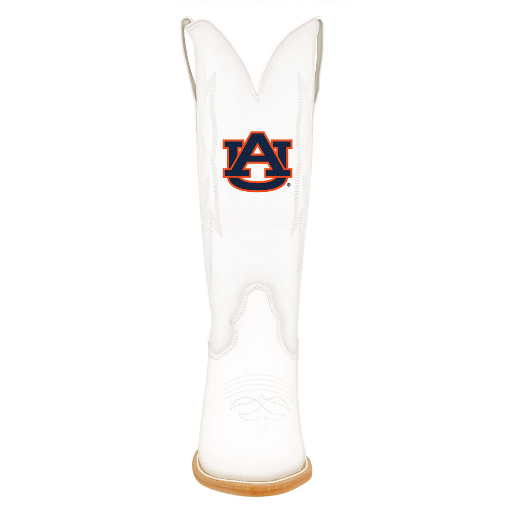 Women's Auburn University Tigers All White Pointed Toe Cowgirl Boots Leighton by Vaccari