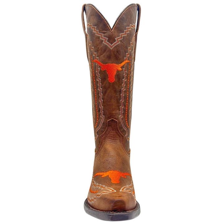 Women's Universtiy of Texas Longhorns Cowgirl Boots | Brown Snip Toe Boots | Officially Licensed | Naomi