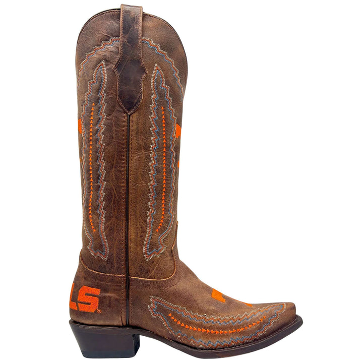 Women's Universtiy of Tennessee Volunteers Cowgirl Boots | Brown Snip Toe Boots | Officially Licensed | Naomi