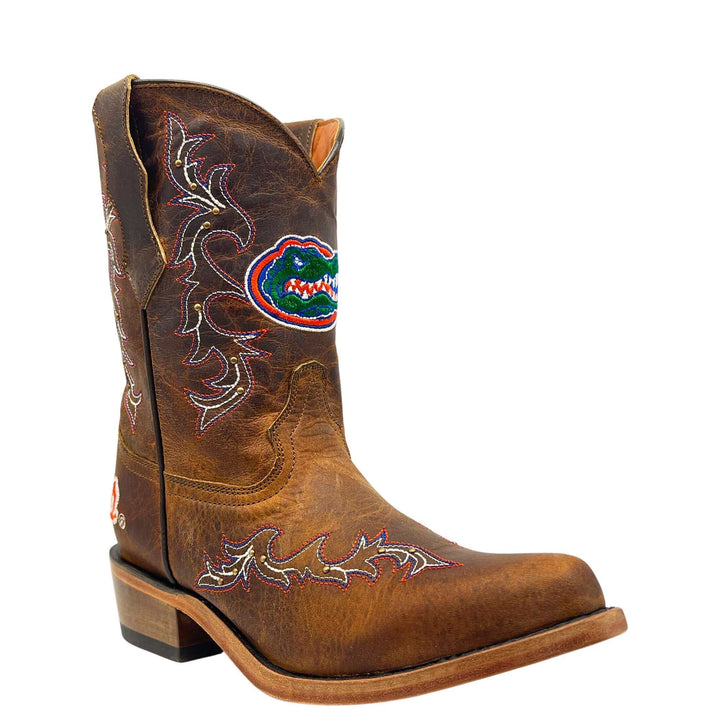 Kids University of Florida Gators Cowgirl Boots | Gold studs Tan Snip Toe Boots | Officially Licensed | Amelia