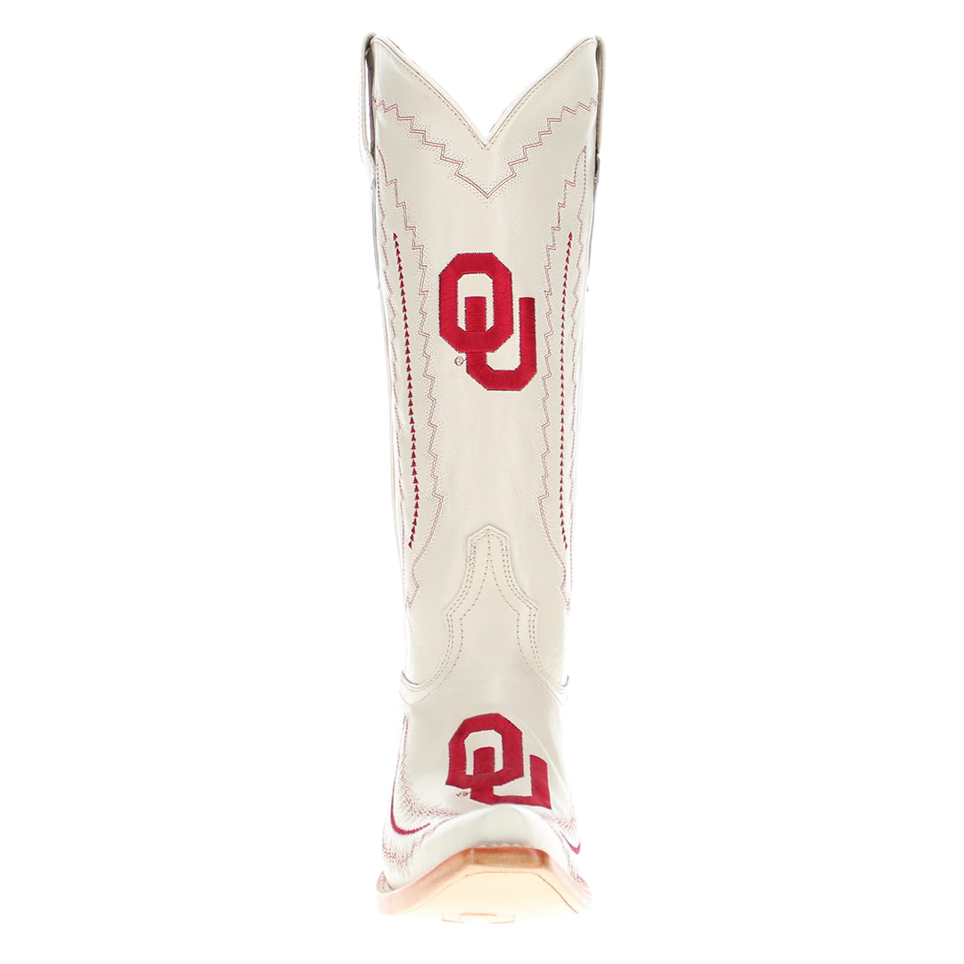 Women's University of Oklahoma Sooners Bone Snip Toe Cowgirl Boots Naomi by Vaccari