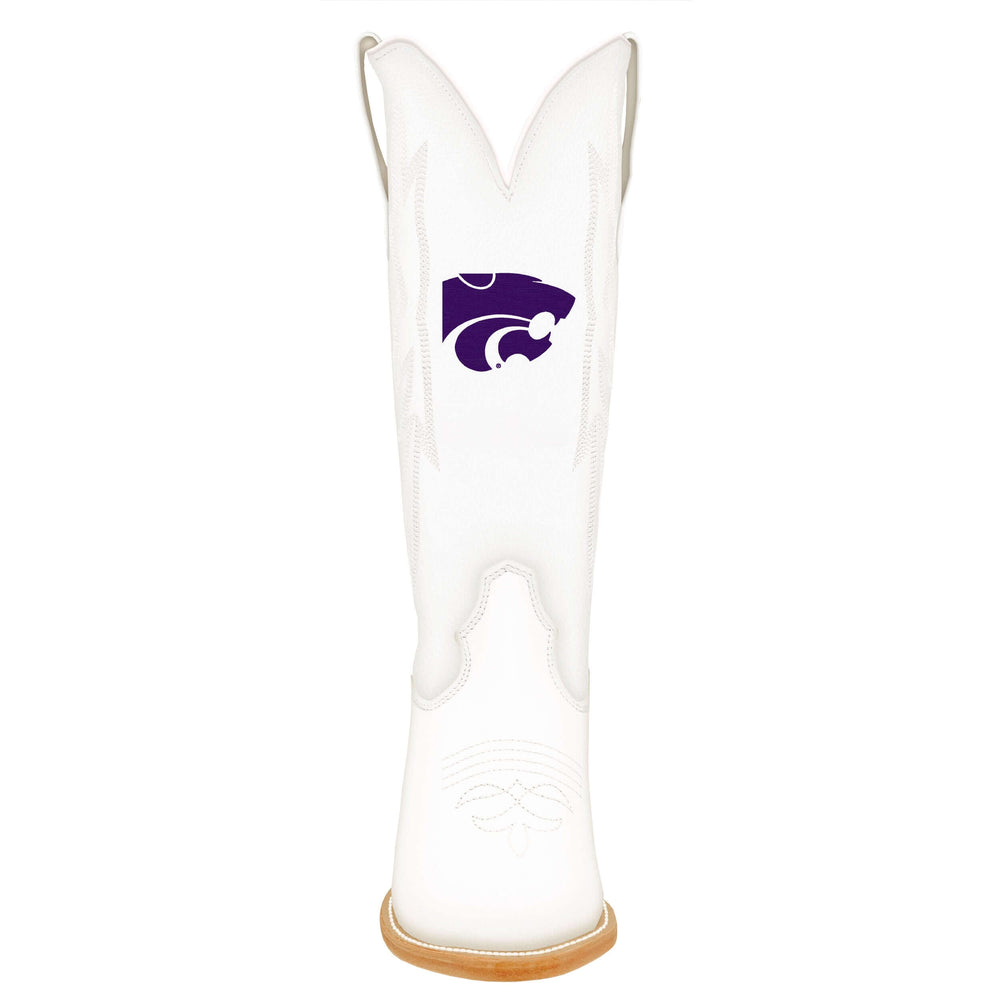 Women's Kansas State University Wildcats All White Pointed Toe Cowgirl Boots Leighton by Vaccari