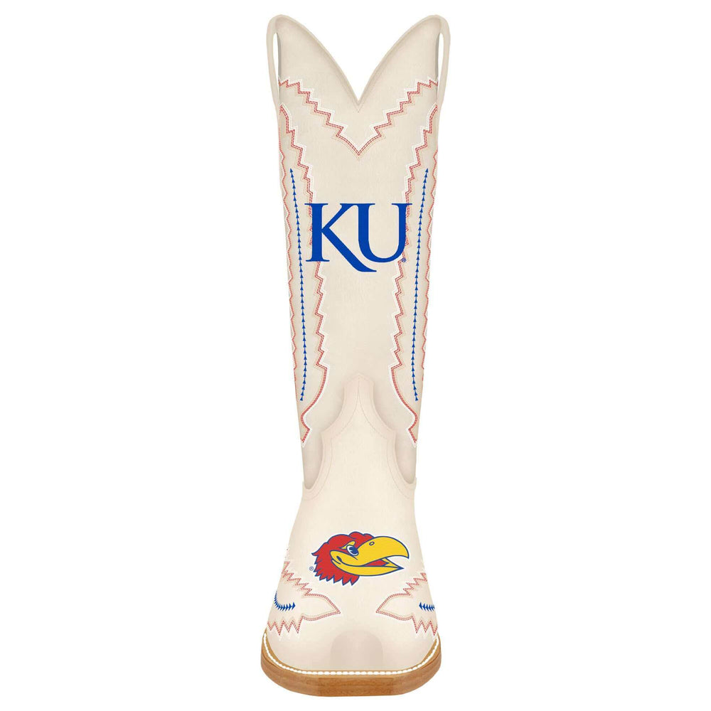 Women's University of Kansas Jayhawks Bone Snip Toe Cowgirl Boots Naomi by Vaccari