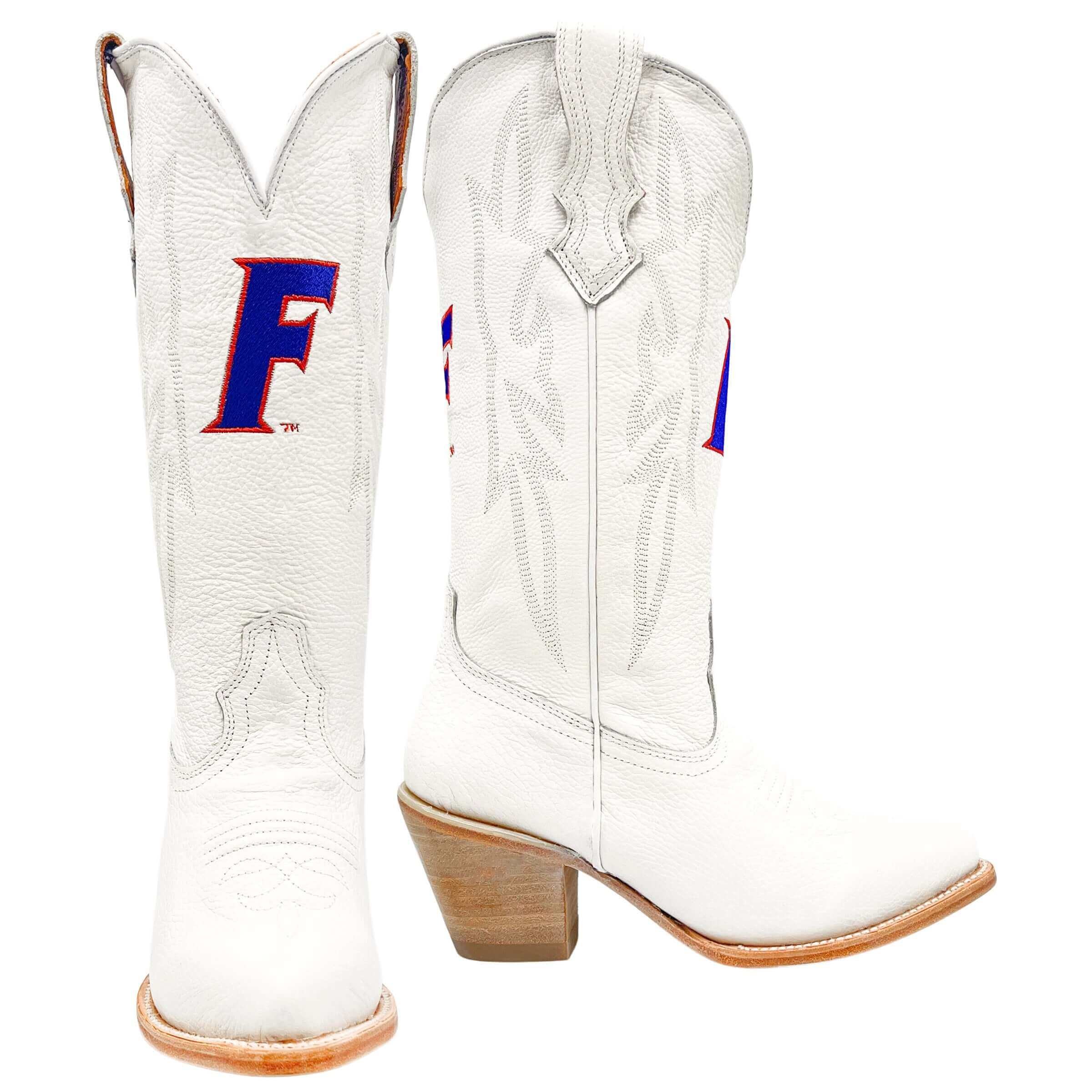 White and 2024 blue cowboy boots