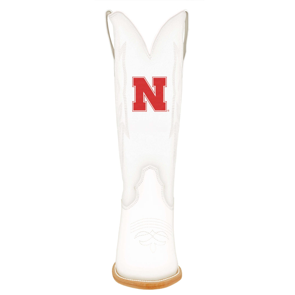 Women's University of Nebraska Cornhuskers All White Pointed Toe Cowgirl Boots Leighton by Vaccari