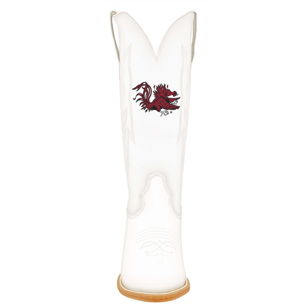 Women's South Carolina University All White Pointed Toe Cowgirl Boots Leighton by Vaccari