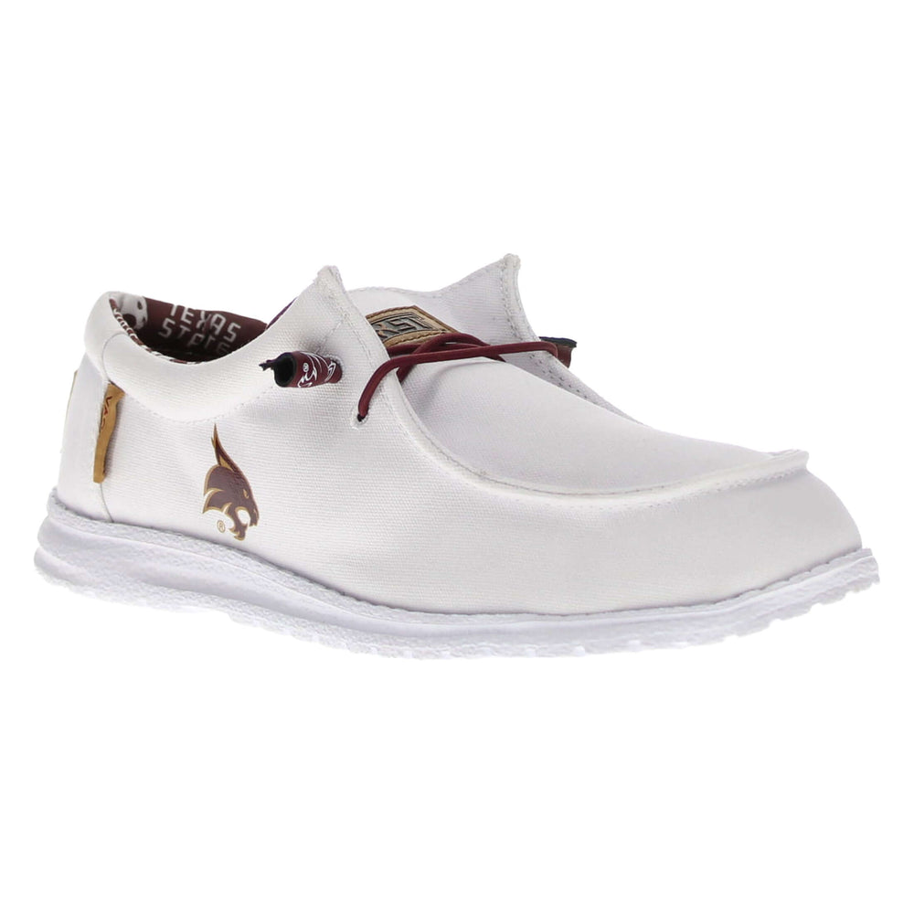 Men's Texas State University Bobcats White Canvas Casual Shoe by Vaccari