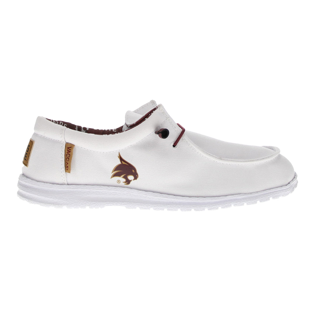 Men's Texas State University Bobcats White Canvas Casual Shoe by Vaccari