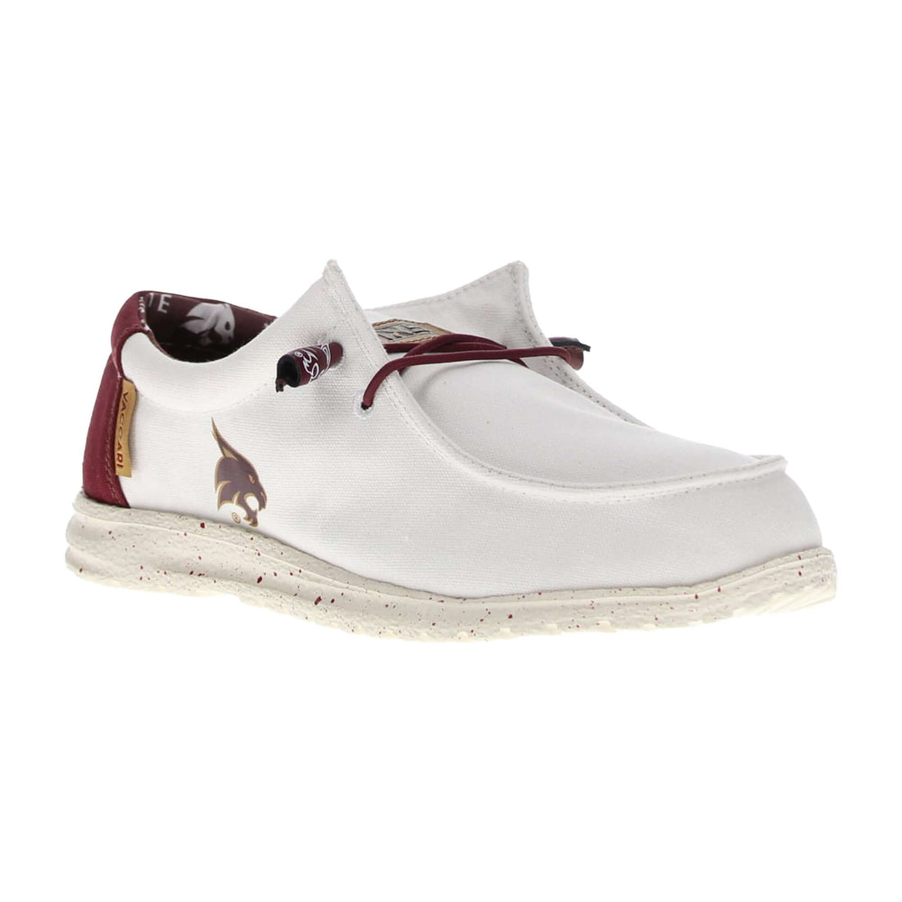 Women's Texas State University Off White and Maroon Canvas Casual Shoe by Vaccari