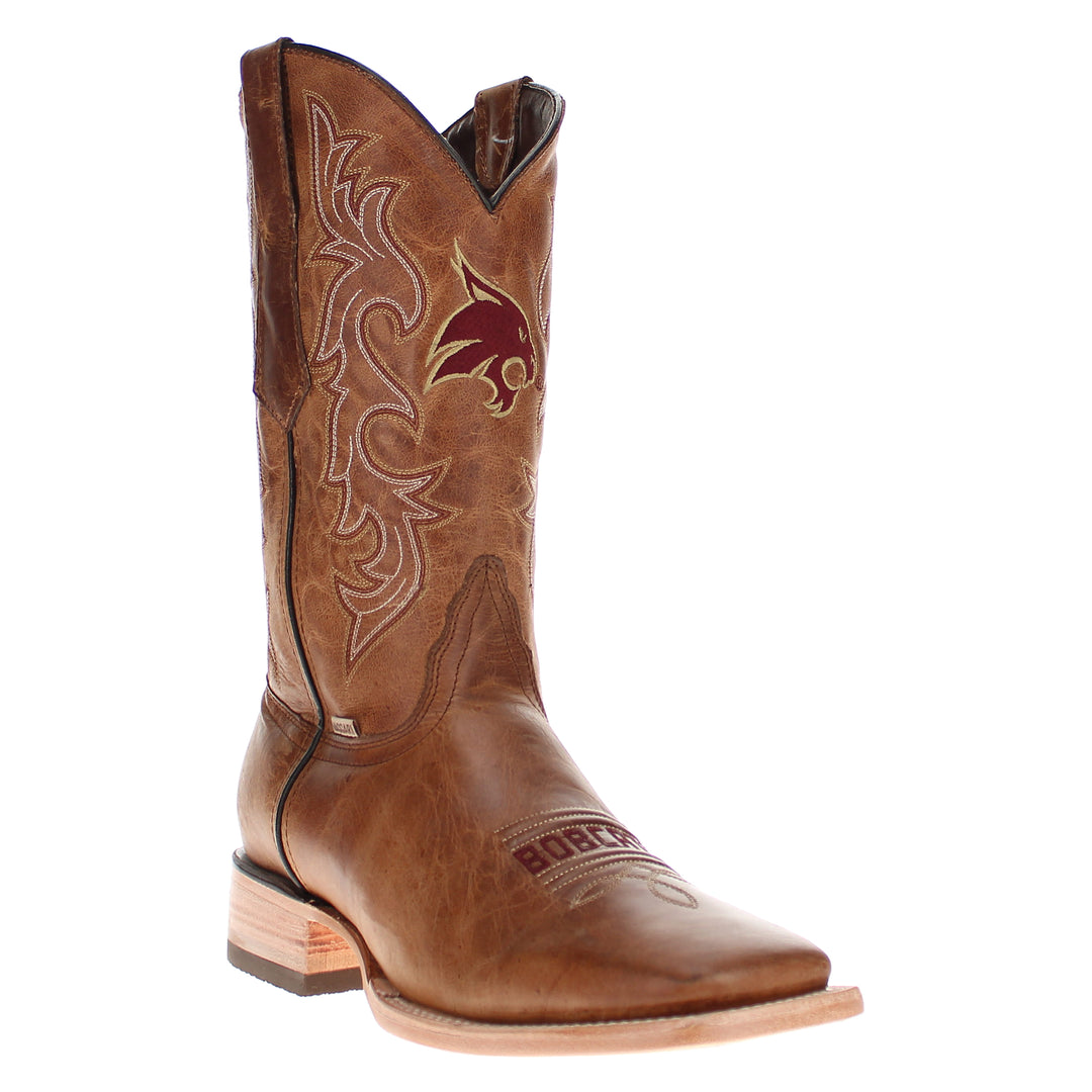 Men's Texas State University Tan Square Toe Cowboy Boots by Vaccari