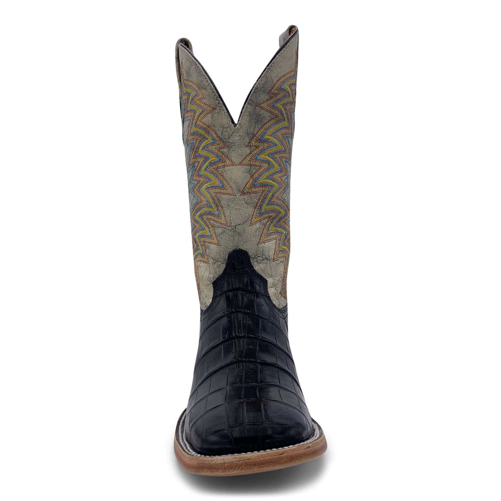 Mens Black American Alligator Belly Tail Square Toe Cowboy Boots That Looks Similar to Caiman by Vaccari