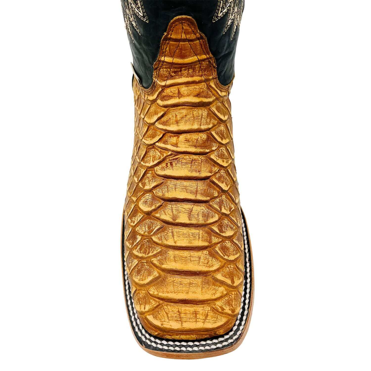 Square toe outlet snakeskin cowboy boots